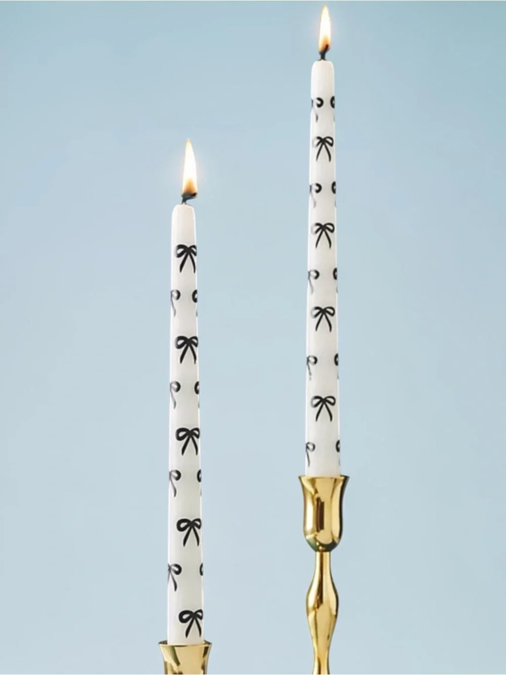 Anthropologie Bow Taper Candles in Black/White | NWT